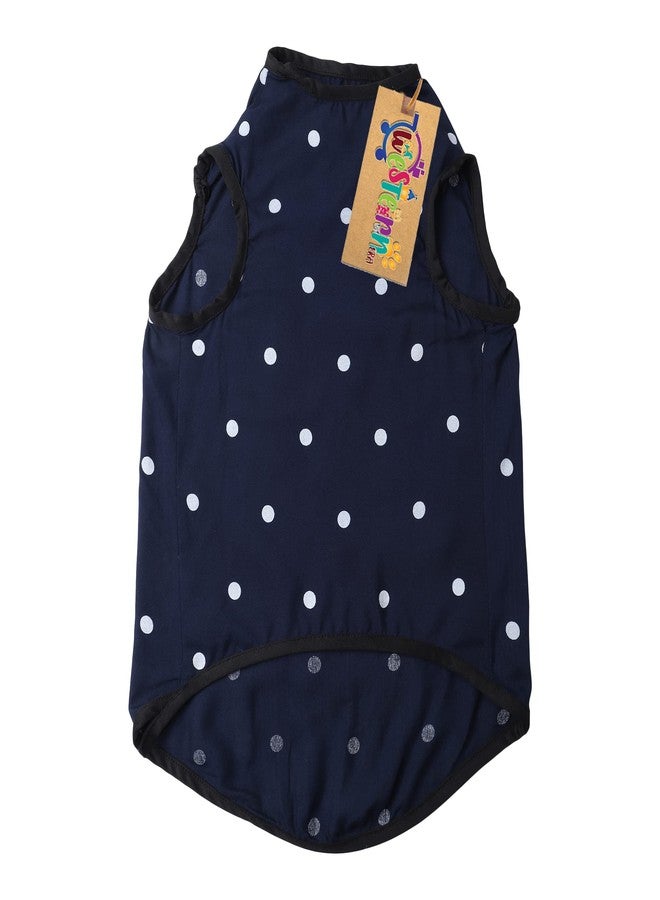 Western Era Funky Soft Cotton Dog T-Shirt, Comfortable Dog Clothing, Sleeveless Vest Puppy Outfit, Apparel (Small - 14inches, Polka Blue) - Image 4